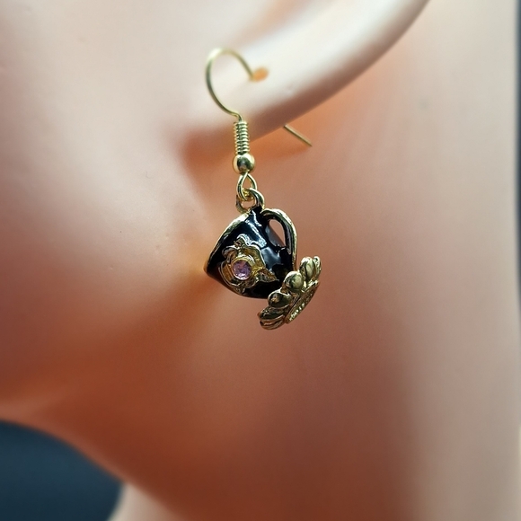 Whimsical Teapot & Teacup Mismatched Earrings – Vintage-Inspired Tea Party Jewel - Picture 3 of 9